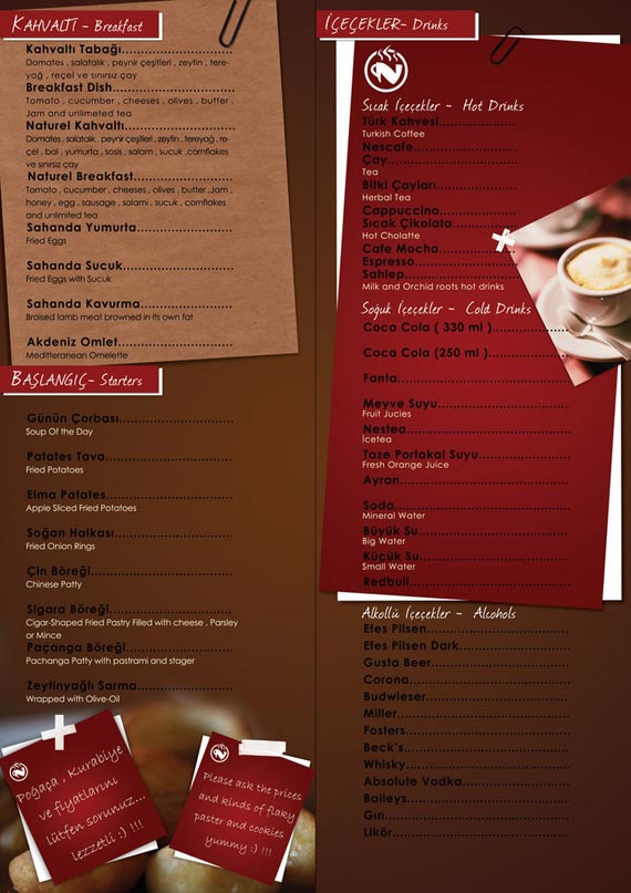 Thiết kế menu quán cafe sáng tạo