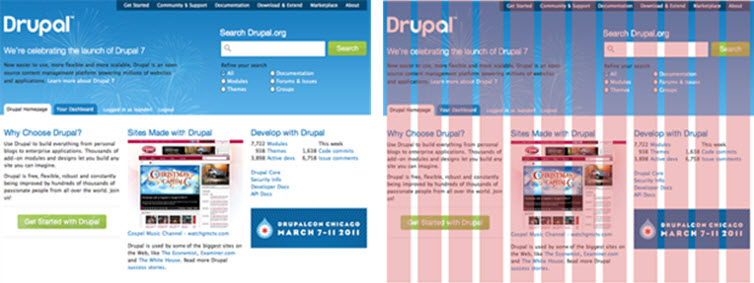 hệ thống lưới trang Drupal.org